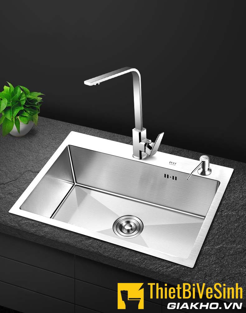 Chậu chén 1 ngăn Inox304 chuẩn cao cấp Navier NV-6045D