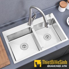 Chậu chén 2 ngăn đều Inox304 chuẩn cao cấp Navier NV-8245D Plus