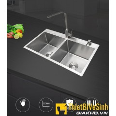 Chậu chén 2 ngăn đều Inox304 thường Navier NV-10050D