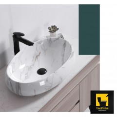 Chậu lavabo đặt bàn Oval hoa văn Navier NV-419