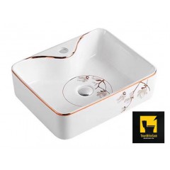 Chậu lavabo đặt bàn vuông họa tiết hoa Navier NV-431
