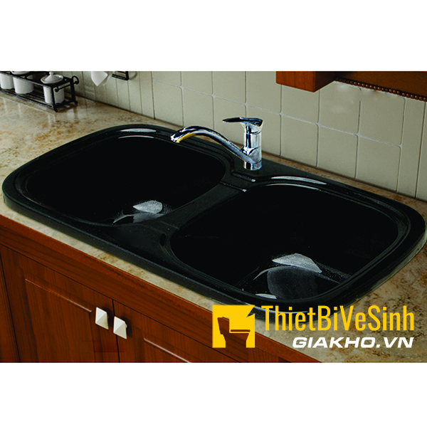 Chậu rửa chén đá nhân tạo 2 hộc đều nhau Navier NV-8047D