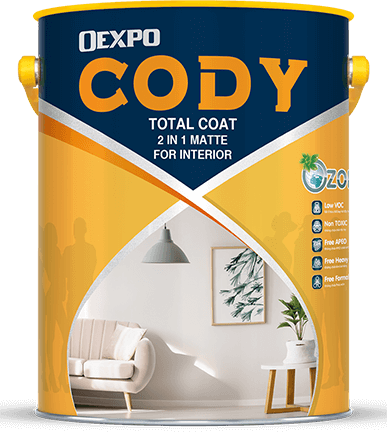 Sơn nội thất OEXPO CODY TOTAL COAT 2 IN 1 MATTE FOR INTERIOR láng mịn
